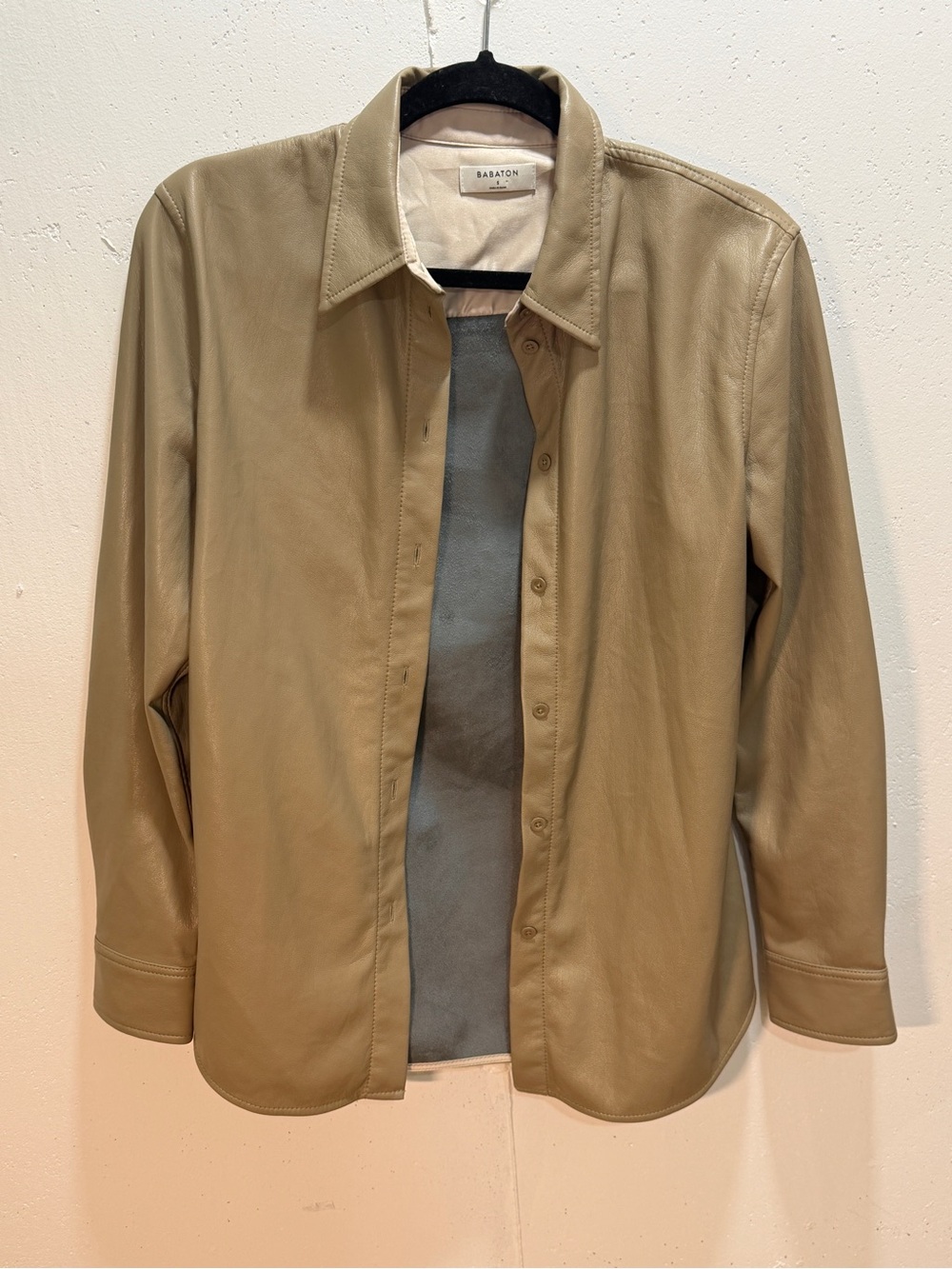 Aritzia Babaton Vegan Leather Button-Down Shirt